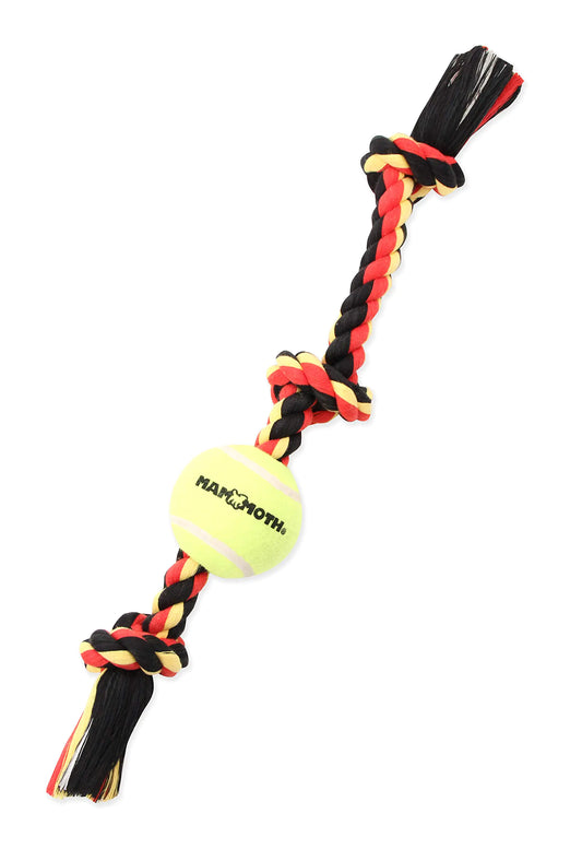 Mammoth Flossy Chews Color 3 Knot Tug w/Standard Tennis Ball