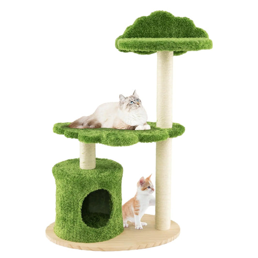 Tangkula Cat Tree Tower Multi-Level Modern Wood Cat Tower